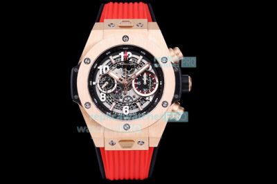 Swiss HUB1242 Hublot Replica Big Bang Watch- Rose Gold Case Skeleton Dial